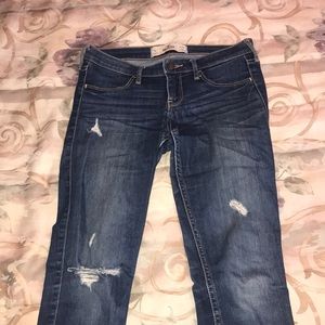 medium-washed skinny ripped jeans; W27 L31